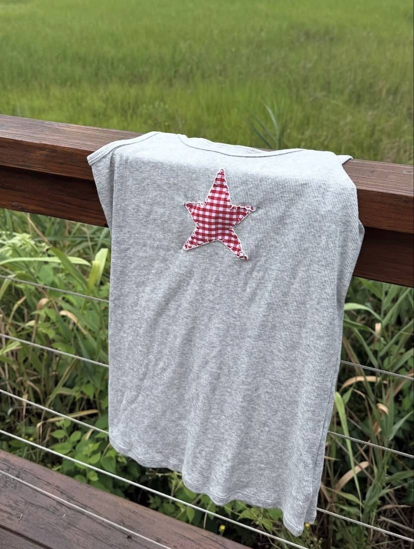 Red gingham star tank