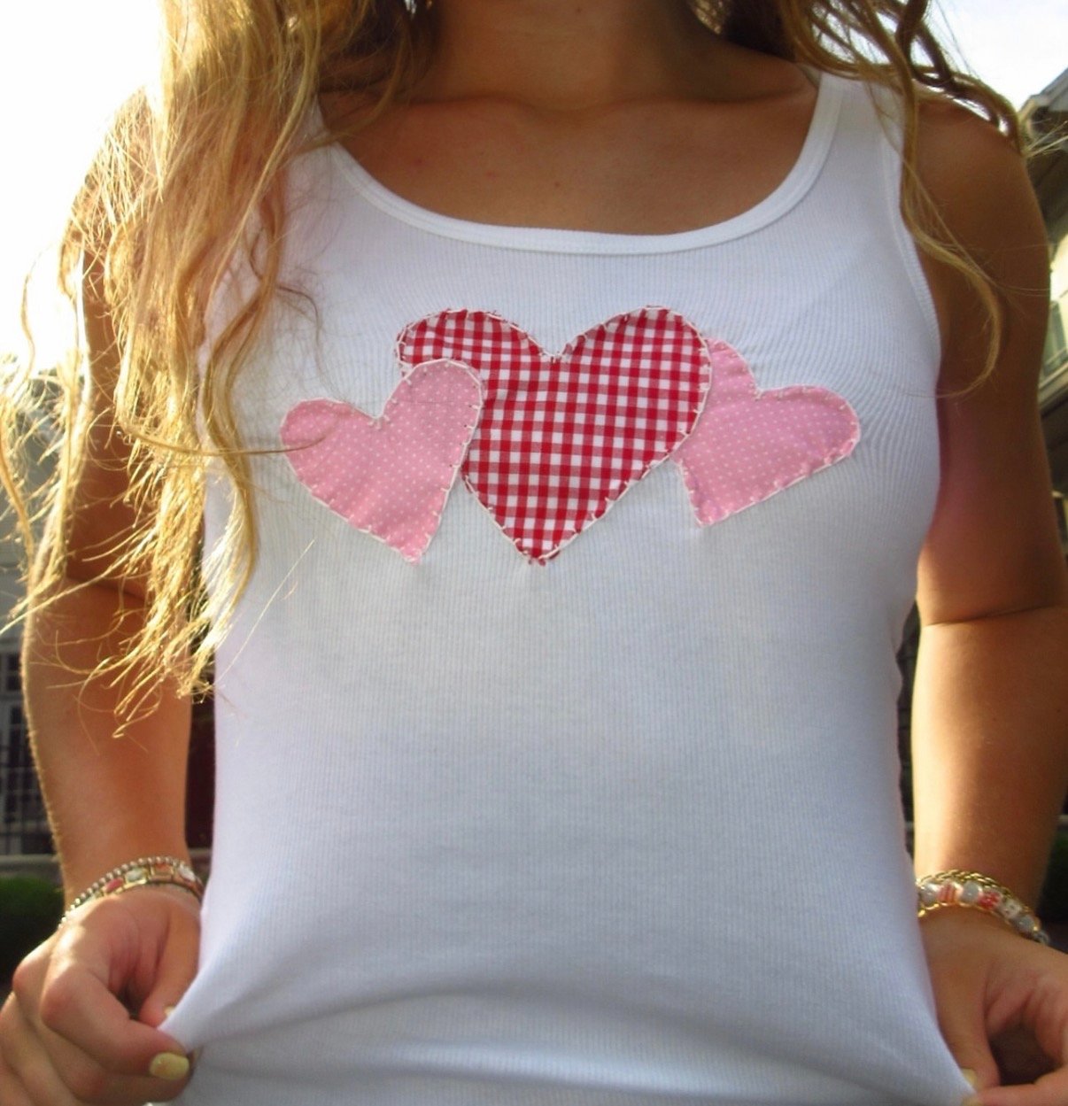 White tank with hearts